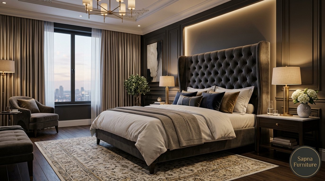 Elegant Wingback Bed